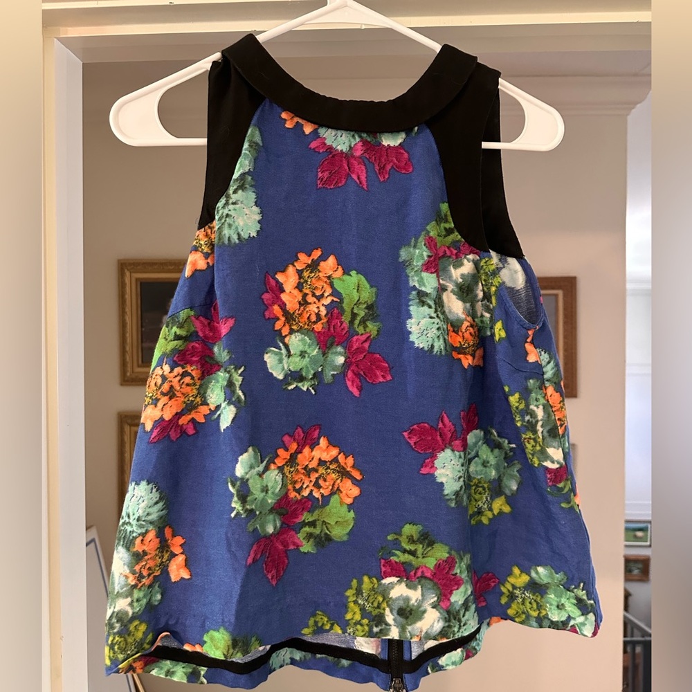 Anthropologie Blue and Black Boxy Sleeveless Tank Top